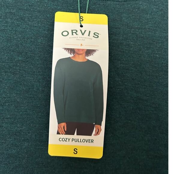 Orvis Women's Cozy Pullover Sweatshirt Small Green Crew Neck Round Hem NEW - Picture 3 of 8